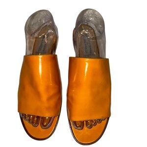 Roberto Vianni for Neiman Marcus goldenrod leather slides